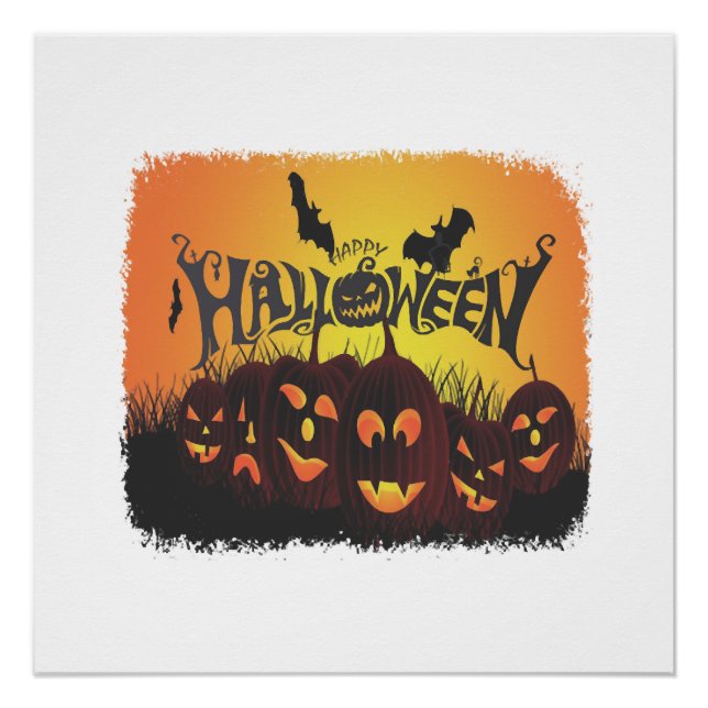 Póster Desenho engraçado de Feliz Halloween (Frente)