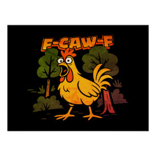 Póster Desenho Engraçado de Frango – Humor Animal de Dese