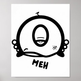 Poster Desenho engraçado de um olho “Meh”