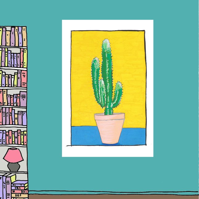 Poster Desenho Euphorbia Cactus, simples, moderno, quirky (Criador carregado)
