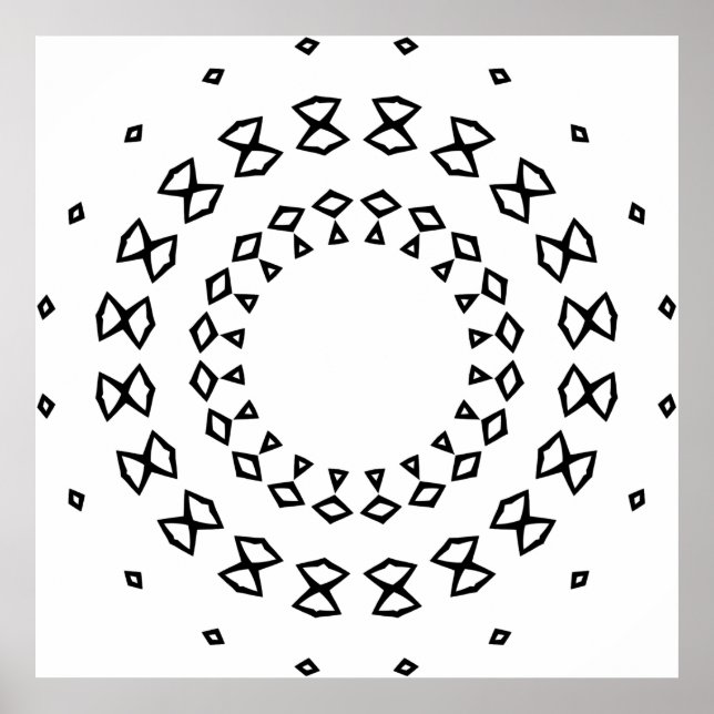 Poster Desenho Fácil de Mandala Geométrica para Colorir (Frente)