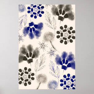 Poster Desenho Floral do Lotus Azul