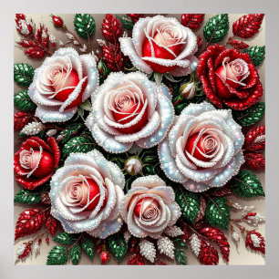 Poster Desenho Floral Intrincado com Joias Embutidas