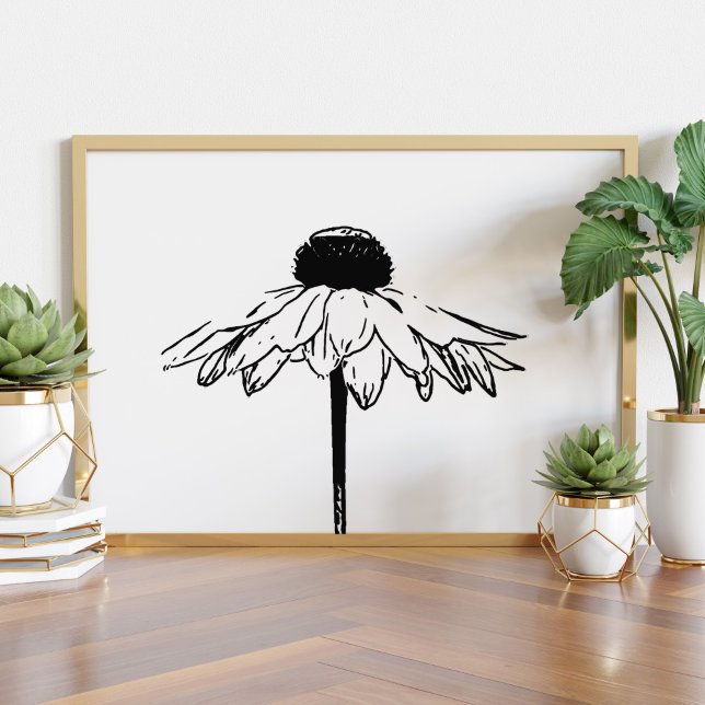 Poster Desenho Floral Preto e Branco Minimalista (Criador carregado)