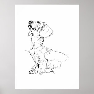 Poster Desenho Fofo de Dachshund, Pai/Mãe de Cachorro