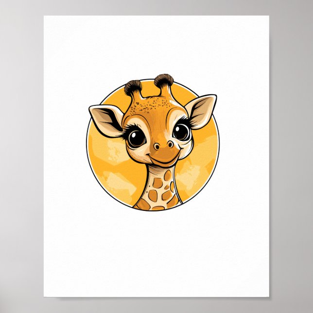 Poster Desenho Fofo de Girafa em Estilo de Desenho Animad (Frente)