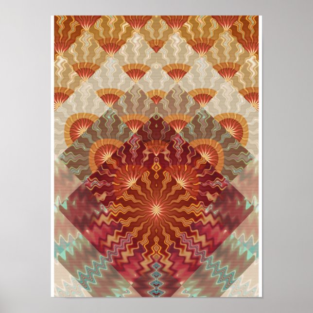 Poster Desenho Fractal de Raios de Sol (Frente)