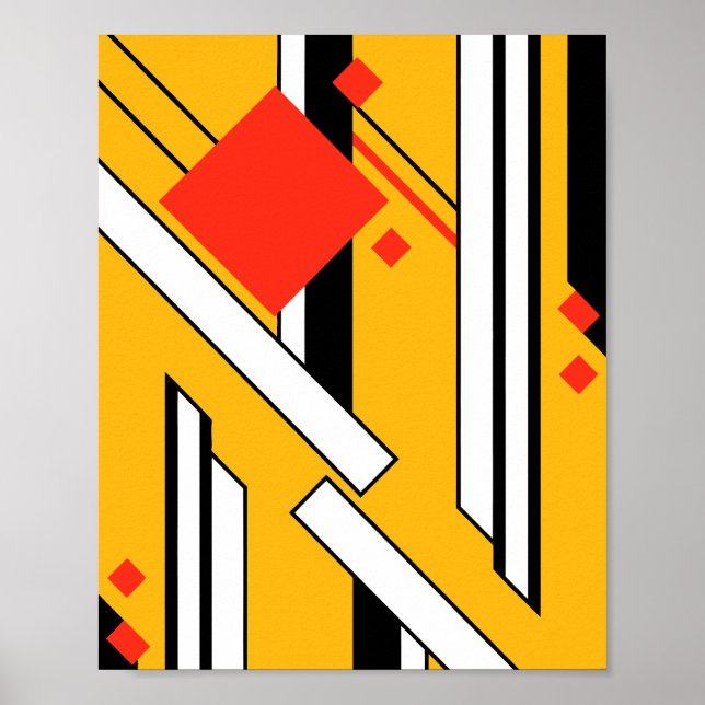 Poster Desenho Geométrico com Linhas Ousadas e Diamantes  (Frente)