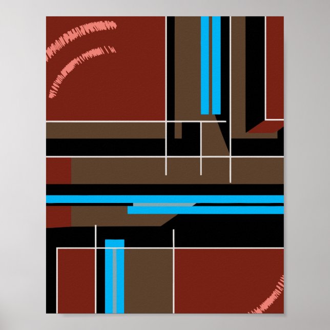 Poster Desenho Geométrico Marrom Avermellado com Linhas A (Frente)
