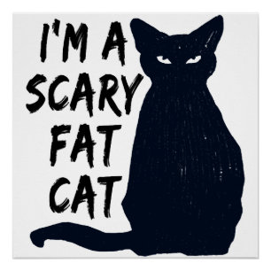 Póster Desenho gráfico de gato preto assustador de Hallow
