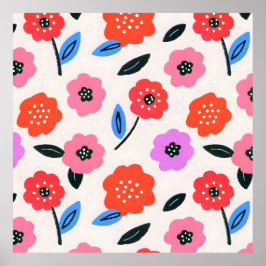 Poster Desenho Han de padrão de flores