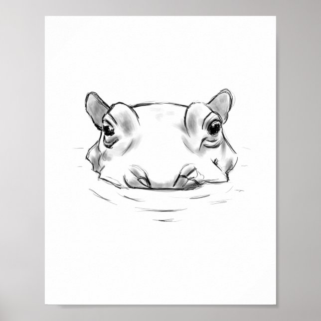 Poster Desenho hippo adorável (Frente)