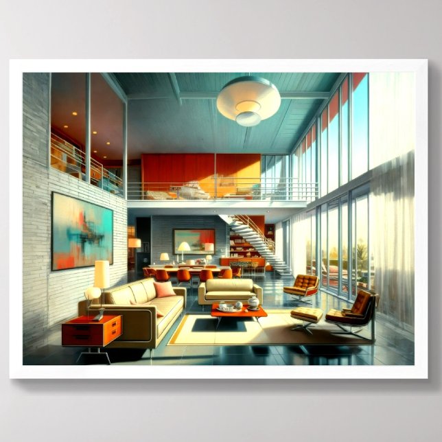 Poster Desenho Interior da Arquitetura Moderna do meio sé (Criador carregado)