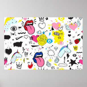 Poster Desenho manual de tendência universal desenhando u