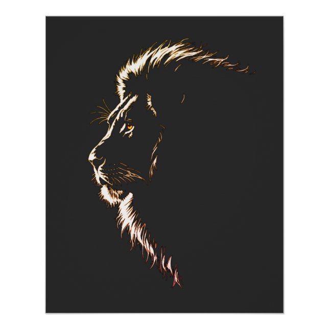 Póster Desenho maravilhoso da face de um leão Poster (Frente)