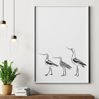 Desenho minimalista de arte de aves em preto e bra