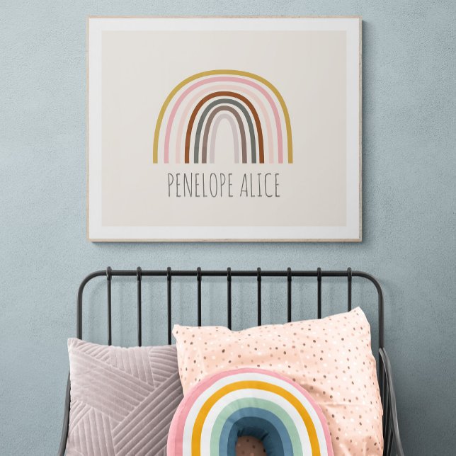 Poster Desenho Mínimo Boho Arco-Íris Personalizado (Criador carregado)