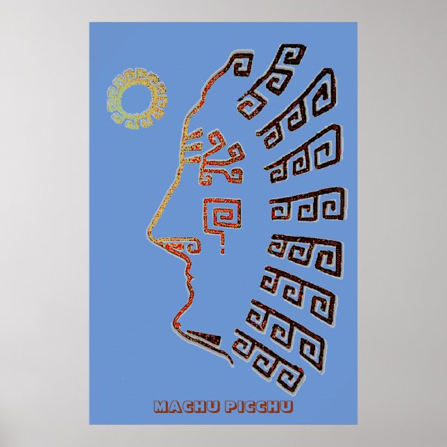 Póster Desenho Moderno de Machu Picchu (Frente)