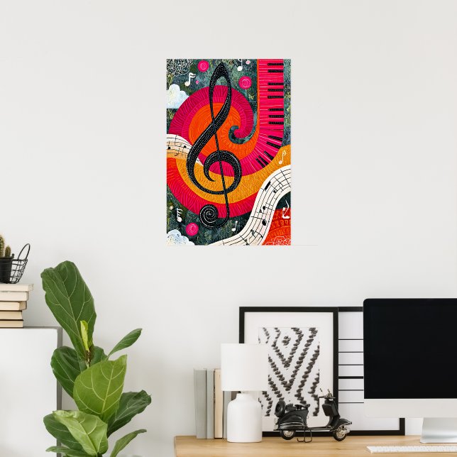 Poster Desenho Musical Abstrato (Escritório em casa)