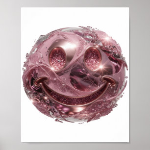 Poster Desenho Ousado Cara FELIZ Prata em Negrito