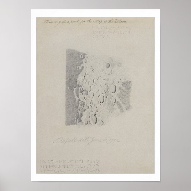 Póster Desenho para o mapa da lua, 1794 (lápis em p (Frente)