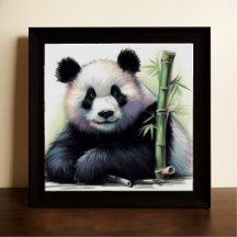 Desenho Pastel do Urso de Panda Bamboo