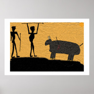 Póster Desenho pré-histórico da caverna de uma caça
