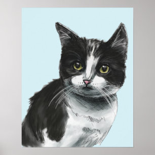 Póster Desenho preto e branco do gatinho