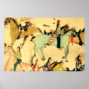 Poster Desenho primitivo da arte popular do vintage dos