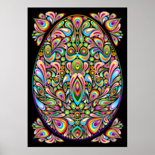 Poster Desenho Psicodélico de Ovo de Páscoa