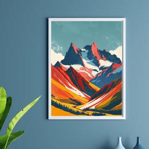 Póster Desenho Retroativo das montanhas