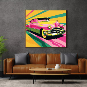 Póster Desenho Retroativo do Carro Antigo