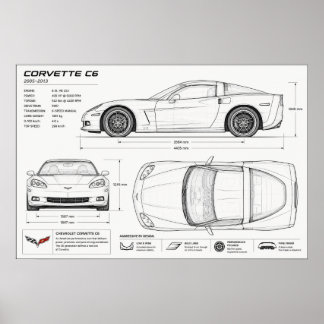 Poster desenho técnico da Corvette