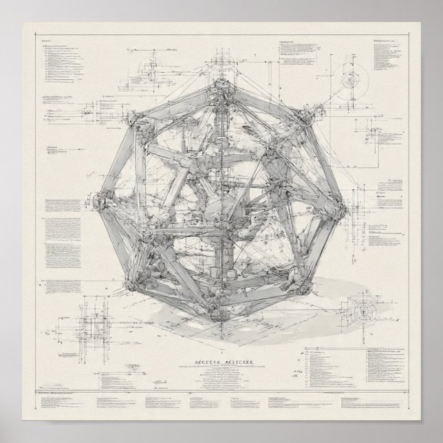 Poster Desenho Técnico de Engenharia: Icosaedro  (Frente)