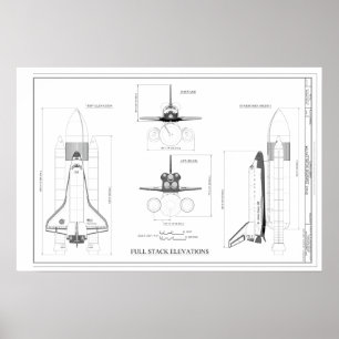 Poster Desenho técnico do conceito de Shuttle de Espaço
