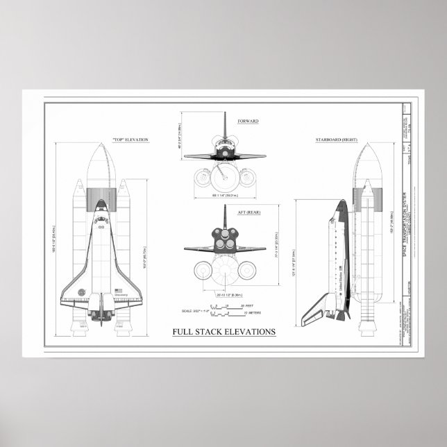 Poster Desenho técnico do conceito de Shuttle de Espaço V (Frente)