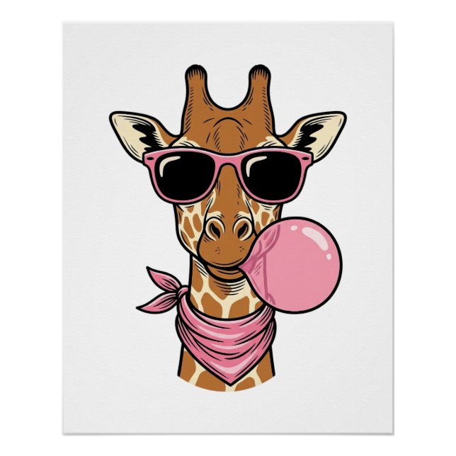Póster Desenho Vetorial de Chiclete Girafa com Gravação A (Frente)