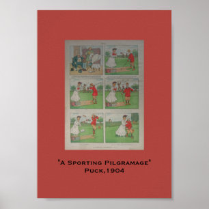 Póster Desenhos animados 1904 do golfe do disco A que