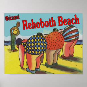 Poster Desenhos animados bem-vindos da praia de Rehoboth
