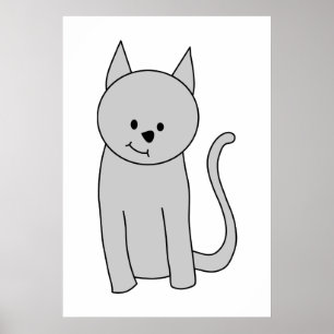 Póster Desenhos animados cinzentos do gato