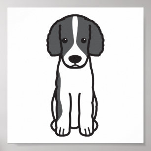 Poster Desenhos animados do cão de água do Frisian