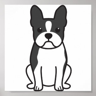 Póster Desenhos animados do cão de Boston Terrier