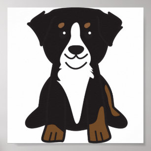 Póster Desenhos animados do cão de montanha de Bernese