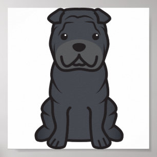 Póster Desenhos animados do cão de Shar-Pei do chinês
