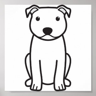 Poster Desenhos animados do cão de Staffordshire bull