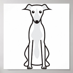 Póster Desenhos animados do cão de Whippet