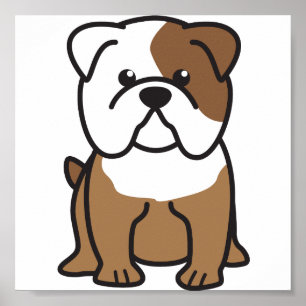 Póster Desenhos animados do cão do buldogue