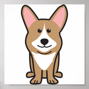 Póster Desenhos animados do cão do Corgi de Galês do
