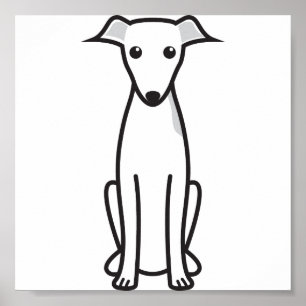 Póster Desenhos animados do cão do galgo italiano