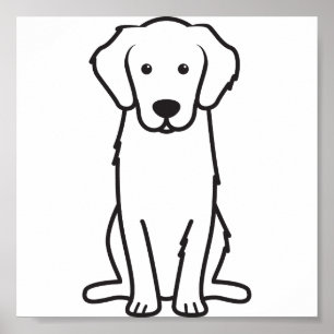 Póster Desenhos animados do cão do golden retriever